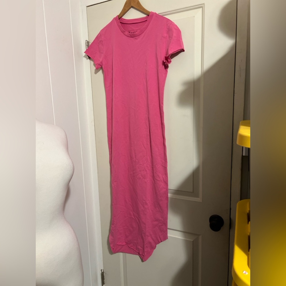 Frank & Eileen $188 Harper Tee Lab Maxi Shirtdress Shirt Dress Pink XS Coastal